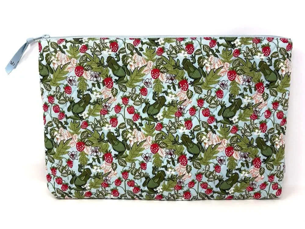 Vera Bradley Frogberry Garden Blue Laptop Pouch Cotton Up To 15 in Laptop Frogs